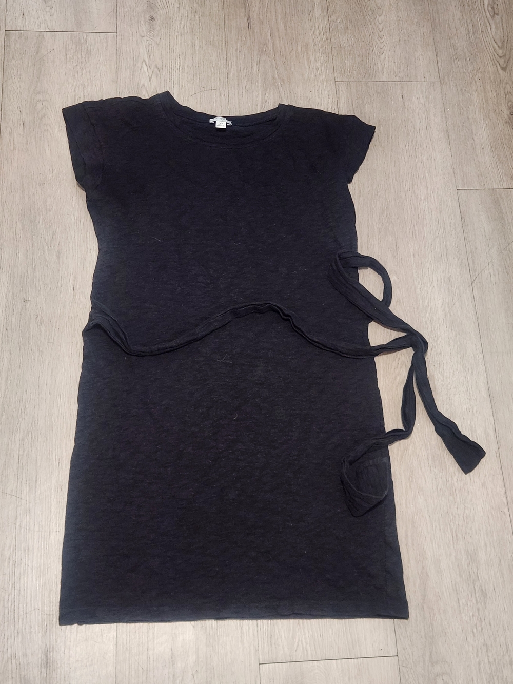 J. Crew Black 100% Cotton Slub Tie-Waist Dress XS